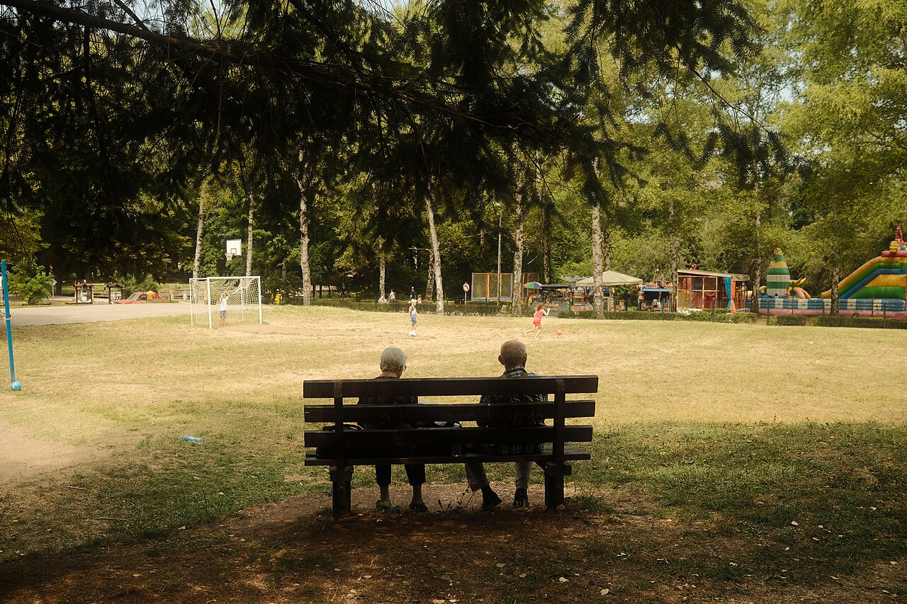 Couple de seniors dans un parc